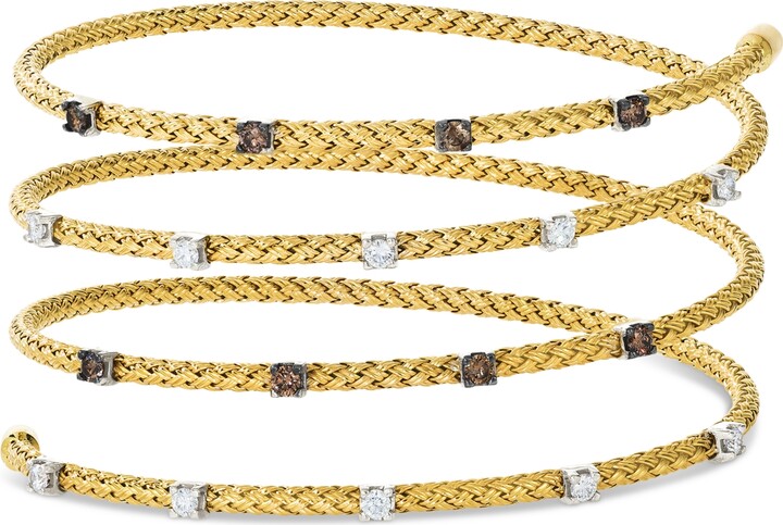 LeVian Chocolatier Chocolate Diamond & Vanilla Diamond Wrap Bracelet (3/4 ct. t.w.) in 14k Two-Tone Gold - Yellow / White Gold