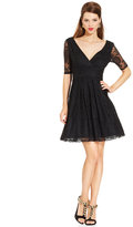 Thumbnail for your product : Betsey Johnson Short-Sleeve Illusion Lace Dress