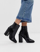 Thumbnail for your product : Raid Dolley black croc patent heeled ankle boots
