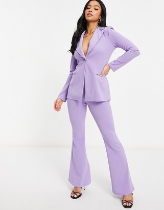 ASOS Petite DESIGN Petite jersey single breasted suit blazer in lilac