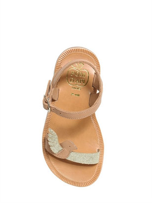 Pom D'Api Bird Leather Sandals W/ Glitter Details