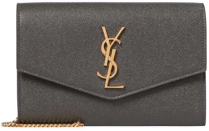 Saint Laurent Uptown envelope leather clutch bag - ShopStyle