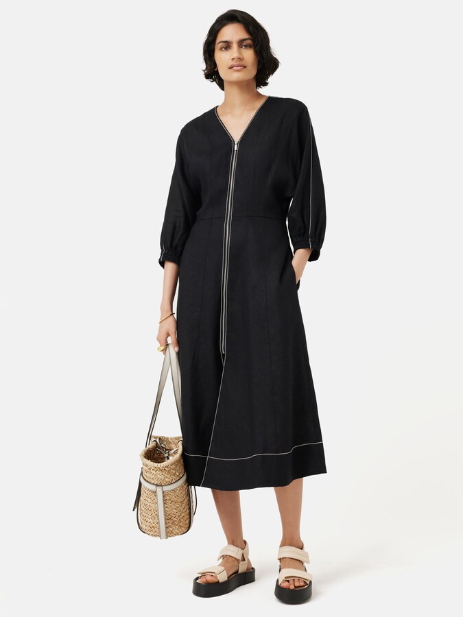 Jigsaw Linen Zip Front Midi Dress ShopStyle