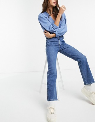 And other stories & Crush organic cotton kick flare jeans in strong blue