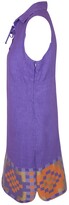 Thumbnail for your product : Haris Cotton - Lace Up Neck Sleeveless Mini Linen Dress With Embroidered Panels - Lavender/Mango
