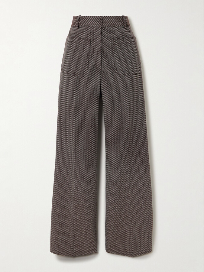 Victoria Beckham Alina Tiger Stripe Wool Blend Wide Leg