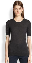 Thumbnail for your product : Burberry Merino Check-Cuff Top