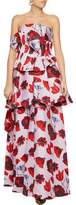 Thumbnail for your product : Osman Lua Strapless Tiered Floral-Print Twill Gown