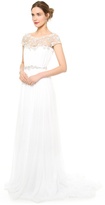 Thumbnail for your product : Marchesa Hand Pleated Chiffon Gown