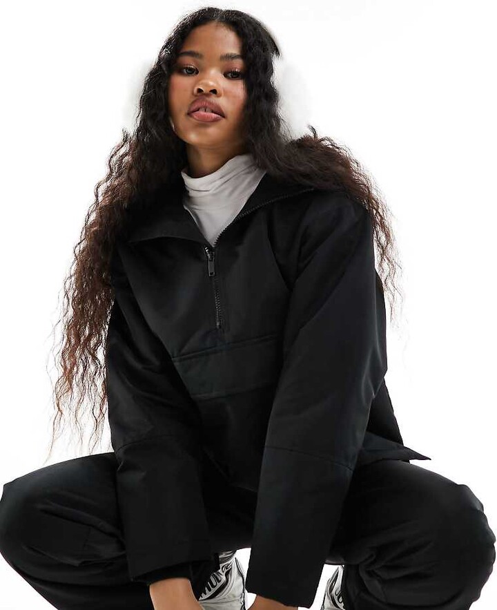 Threadbare Petite Ski overhead quarter zip jacket in black ShopStyle