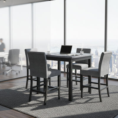 39F inc Counter Height Breakroom Dining Table Set with Upholstered Chairs – 5-Piece