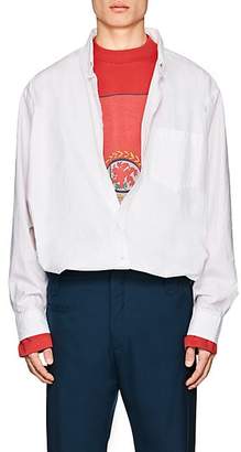 Vetements Men's Logo Cotton-Blend Poplin Oversized Shirt - White