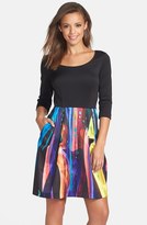 Thumbnail for your product : Betsey Johnson Print Stretch Fit & Flare Dress