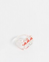 Thumbnail for your product : ASOS DESIGN ring with trapped mushrooms in clear plastic