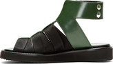 Thumbnail for your product : Kris Van Assche Krisvanassche Green Buff Leather & Grosgrain Sandals