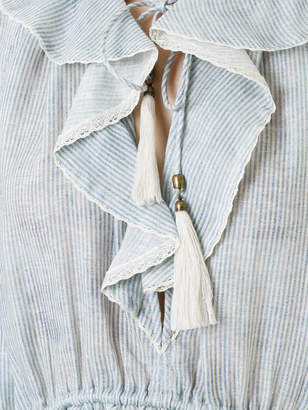Zimmermann striped frill neck blouse