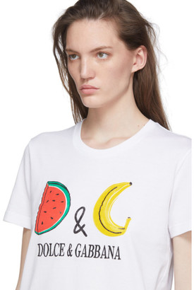 Dolce & Gabbana White Watermelon and Banana T-Shirt