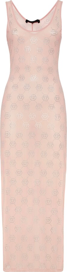 Philipp Plein Long Dress Monogram Strass