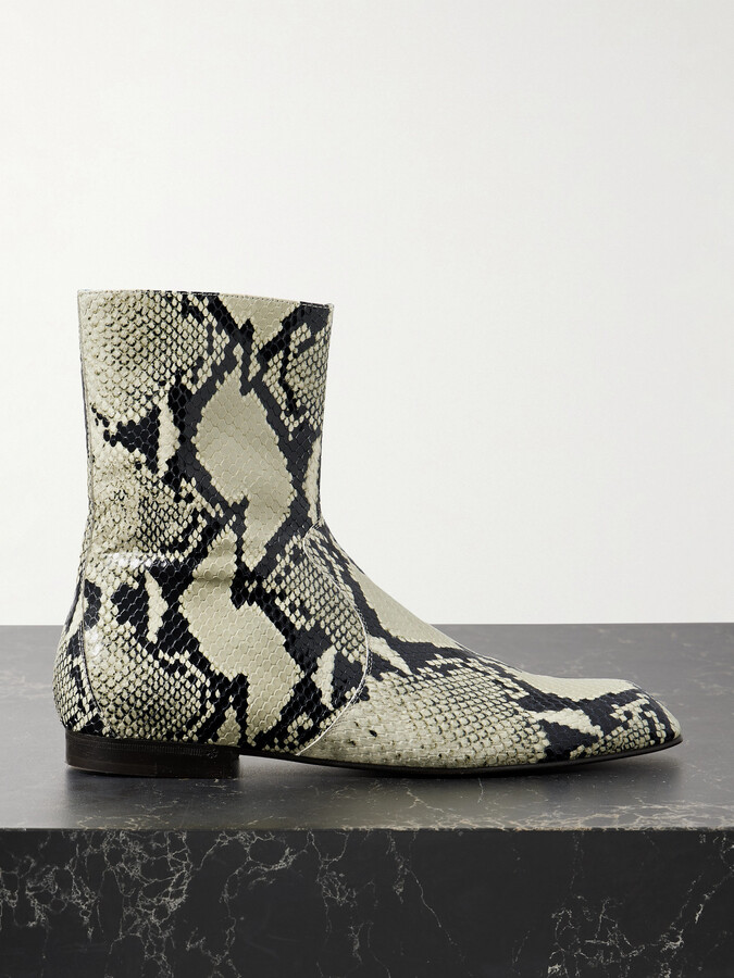 KHAITE Colt Snake-effect Leather Ankle Boots - Animal print