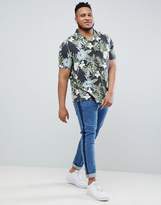 Thumbnail for your product : ASOS Design Plus Regular Fit Hawaiian Shirt In Black With Revere Collar