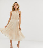 Thumbnail for your product : ASOS DESIGN Petite pleated bodice halter midi dress