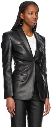 Alexander Wang Black Leather Single-Breasted Blazer
