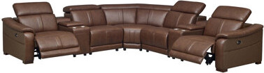 Hokku Designs Leather Match Modular Sectional With Recliner Seat And Adjustable Headrest And Storage Console With Cup Holders