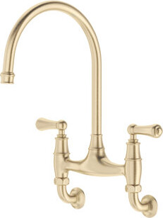 Perrin & Rowe Georgian Era Bridge Kitchen Faucet with Wall Unions
