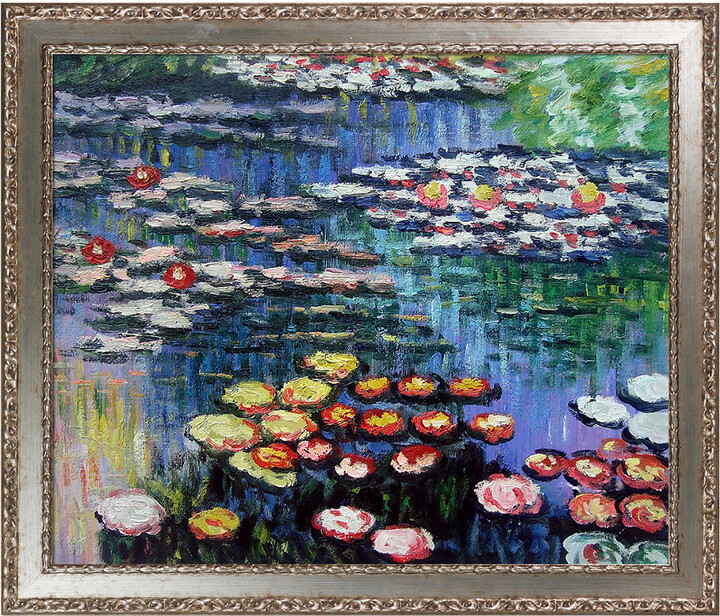 Overstock Art Water Lilies Pink Framed Oil Reproduction Of An