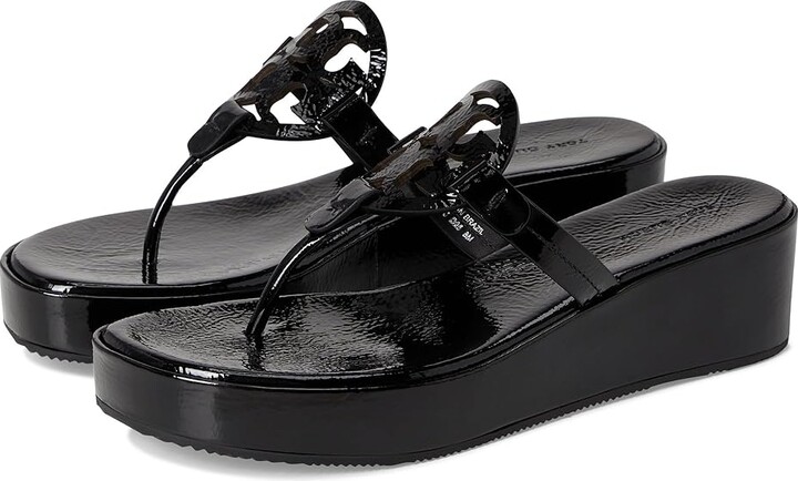 Tory Burch Miller Wedge 25Mm Women's Sandals Perfect Black Patent : 9 M, Leather