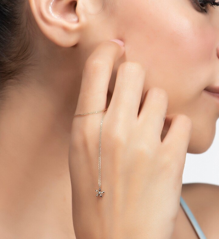 Etsy 14K Solid Gold Flower Necklace, Dainty Daisy Pendant, Love