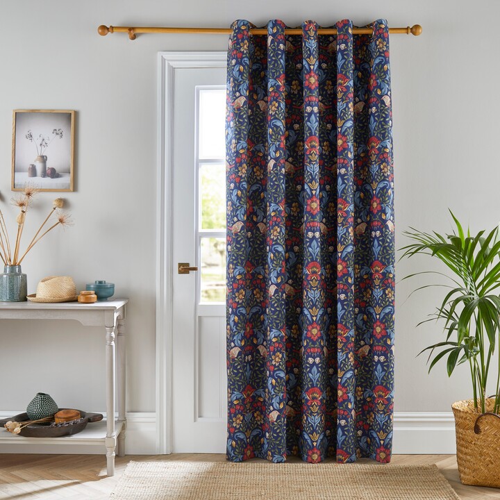Dunelm Ruskin Thermal Door Curtain Navy Navy Blue/Red - ShopStyle
