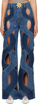 Blue Rope Cutout Jeans 