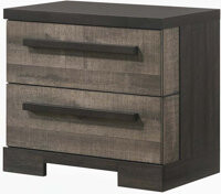 1pc 2-Drawer Nightstand Brown Finish Wooden Bedroom Furniture