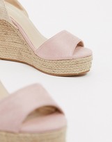 Thumbnail for your product : Glamorous espadrille wedge sandal with ankle tie in blush pink