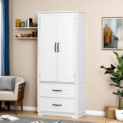 Lark Manor Farmhouse Kitchen Pantry With 2 Large Drawers Embossed Texture 8 Door Shelves And Adjustable Shelves