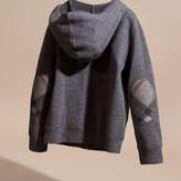 Thumbnail for your product : Burberry Check Trim Merino Wool Hooded Top , Size: 8Y, Grey