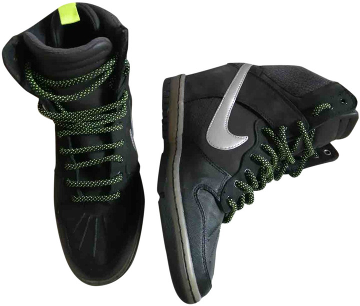 nike black leather trainers