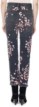 Isabel Marant Holan Pansy-Print Slim Cropped Jeans