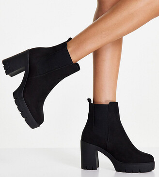 wide fit chunky heel boots