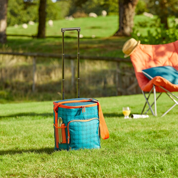 Dunelm Fabric Trolley Cool Bag Polka Peacock and Tiger Lily Blue/Orange ShopStyle Kitchen