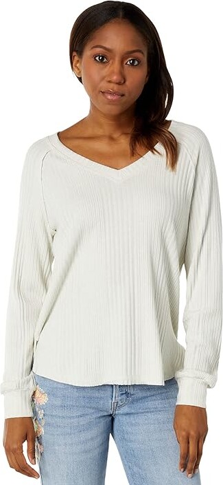 Lucky Brand Cloud Jersey Rib V-Neck Top (Whisper White) Women's Clothing -  ShopStyle