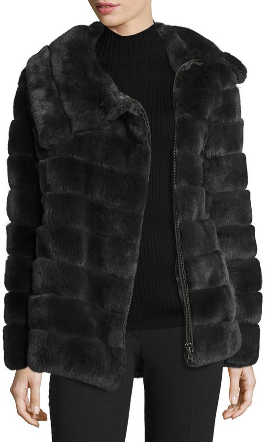 Belle Fare Banded Asymmetric Fur Coat, Dark Gray - ShopStyle Clothes ...