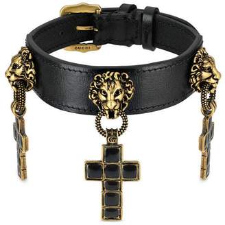 Gucci Leather bracelet with cross pendants