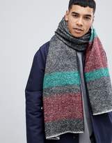 Thumbnail for your product : ASOS DESIGN blanket scarf in color block herringbone design