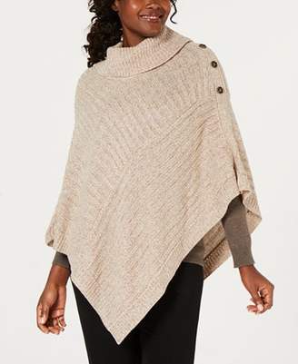 Karen Scott Ribbed-Knit Cowl-Neck Poncho, Created for Macy's