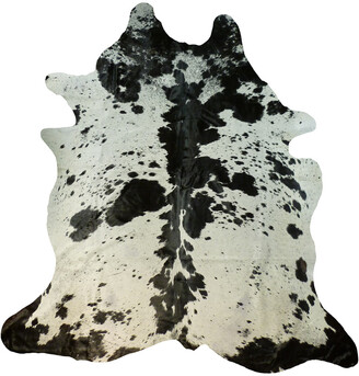 White Chesterfield Leather Brazilian Cowhide Rug Black