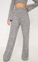 Thumbnail for your product : PrettyLittleThing Grey Ribbed Knitted Wide Leg Trouser