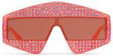 Rectangular-frame acetate sunglasses with crystals