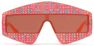 Gucci Rectangular-frame acetate sunglasses with crystals